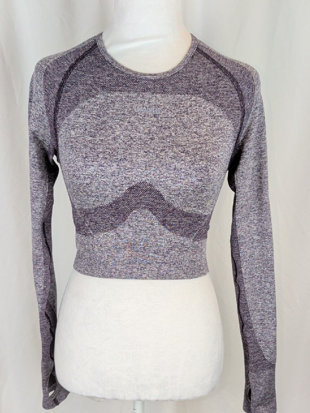 Gymshark Flex Sports Purple Marl Long Sleeve Seamless Crop Top Size Medium NWOT